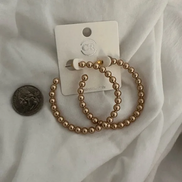 Gold bubble hoop earrings - Picture 5 of 7